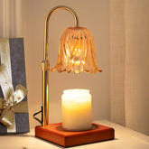 GODONLIF front view gold lamp showing elegant flower shade and warm glow