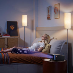 GOEBLESON linen shade texture close-up diffusing light for softer ambiance