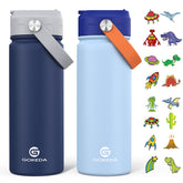 GoKEDA front view showing two 18oz stainless straw cups, promotes safe hydration