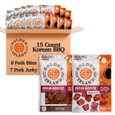 Golden Island front pack showing variety pack and portability benefit