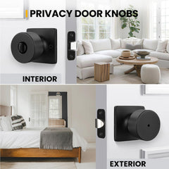 Goldenwarm matte black latch and spindle detail showing adjustable backset for easy retrofits