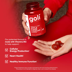 Goli open jar with gummies visible highlighting easy daily use and portioning