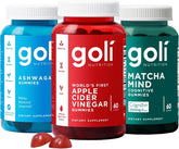 Goli trio front packaging showing all three bottles and benefits