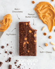 GoMacro bar held in hand to show size and convenient portability for busy days