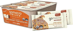 GoMacro front packaging showing double chocolate peanut butter chips and benefits
