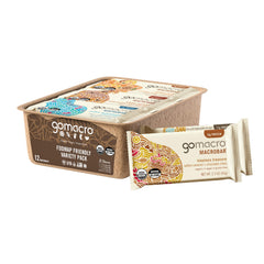 GoMacro variety pack front box showing all included flavors and certifications for easy selection