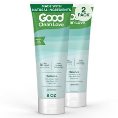 Good Clean Love front packaging showing product name and two-pack benefits for clarity