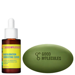 Good Molecules front packaging showing both brightening bar and serum for easy routine