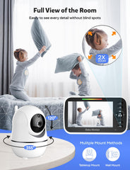 GoodBaby camera angled to illustrate 355° pan and 120° tilt coverage
