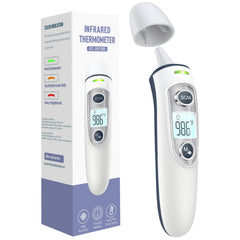 GoodBaby thermometer front view showing compact design and buttons for easy handling