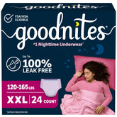 GoodNites packaging front showing XXL two-pack and confidence benefit