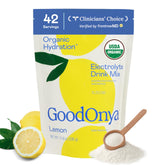 GOODONYA front packaging showing lemonade flavor and certifications for clean hydration