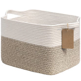 Goodpick front view of rectangular rope basket showing shape and neutral color for neat storage