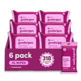 goodwipes front packaging showing 6 pack and branding for easy identification