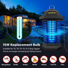 GOOTOP glowing U-shaped twin tubes showing bright 365nm attraction light