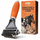 GoPets front view of dual-sided comb showing both grooming faces and versatile use