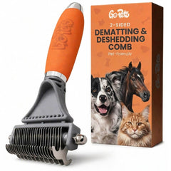 GoPets front view of dual-sided comb showing both grooming faces and versatile use