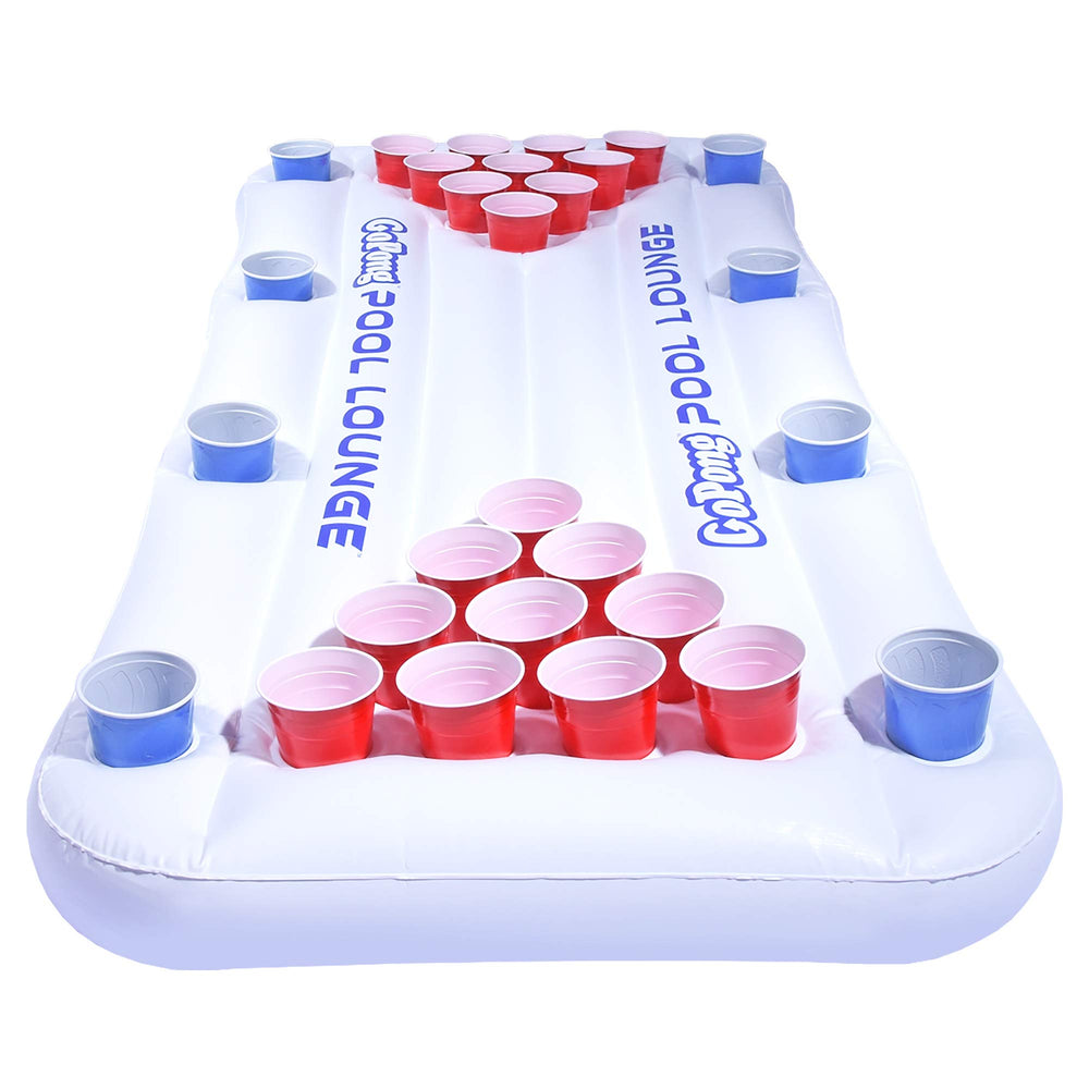 GoPong Pool Lounge front view showing full table and benefits for party play