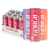 GORGIE front packaging 12 pack showing lemon-lime green tea benefit of clean caffeine