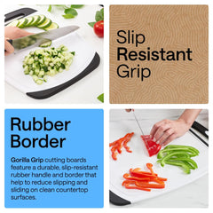 GORILLA GRIP detail of deep juice groove catching liquids, keeps counters cleaner benefit
