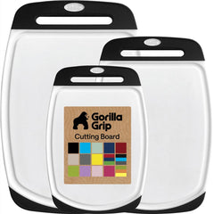 GORILLA GRIP front view of three-board set showing sizes and color, durable design benefit