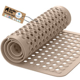 GORILLA GRIP front view of beige mat showing full coverage and fit benefit