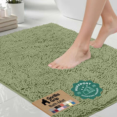 GORILLA GRIP front view sage green rug showing size and color benefit