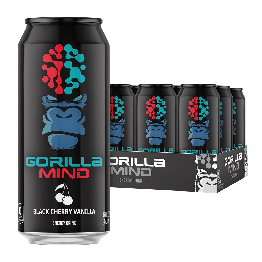 Gorilla Mind front can Black Cherry Vanilla showing bold branding and flavor