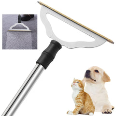 GOSEDER front view of carpet rake showing full head and handle, easy hair removal