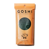 GOSHI long shower towel front view showing full length and green color for easy reach