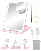 Gospire front view folded pink mirror shows compact portability and travel-ready design