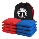 GoSports front view of red and blue cornhole bags showing team colors and durability