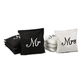 GoSports wedding cornhole bags front view showing Mr and Mrs design and wedding-ready style