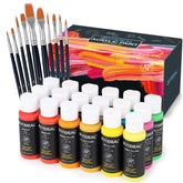 GOTIDEAL front packaging showcasing 18 colors and 10 brushes for easy start