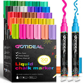 GOTIDEAL front packaging showing 30 vivid chalk marker colors and included labels