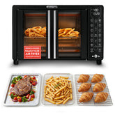 Gourmia front view showing compact black oven and family-ready capacity