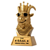 Goutoports goat trophy front view showing bold gold finish and instant presentation