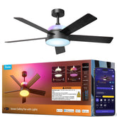 Govee 52" ceiling fan front view showing integrated light and sleek flush mount, modern decor benefit