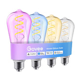 Govee ST19 front view showing vintage bulb shape and clear glass benefiting decor