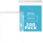 GPI front packaging of clear 10x13 zip bags showing bulk count 200 and resealable benefit