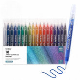 Grabie front packaging showing 18 jumbo glitter pens and colorful display benefit longevity