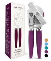 Graceliving can opener front profile shows mauve ergonomic design and lasting durability