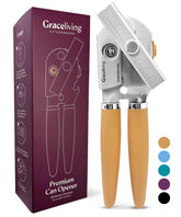Graceliving can opener front view showing orange finish and sturdy build benefit easy storage