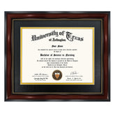 GraduationMall mahogany frame front view showing refined finish and professional display benefit