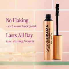 Grande Cosmetics GrandeDRAMA applied on model lashes, displays added length and volume