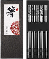 Greatamzor front packaging showing 5-pair stainless steel chopstick set, convenient gift