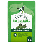 Greenies front bag showing Anytime Bites and brand, convenient training rewards