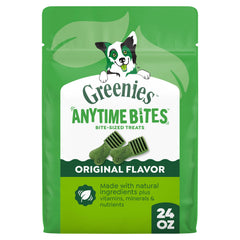 Greenies Anytime Bites front packaging showing brand and bag
