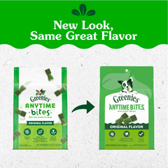 Greenies Anytime Bites open bag with visible small chewy treats for easy access