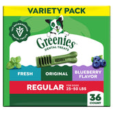 Greenies front pack 36 count showing brand and flavors for easy identification